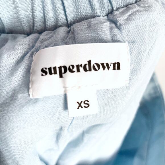 Superdown Tabitha Ruffle Shorts Set Light Blue 2 pc Bralette Sleeveless Sz XS - Picture 9 of 12